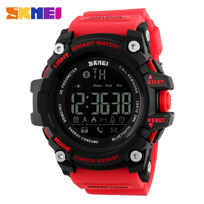 SKMEI 1227 Men Digital Wristwatches Running Pedometer Calories Sport Bluetooth Compatible Smart Watch