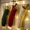2018 Funny Christmas Decorations New Cable Knit Larger Size Present Storage Bag Santa Stocking Christmas Sock
