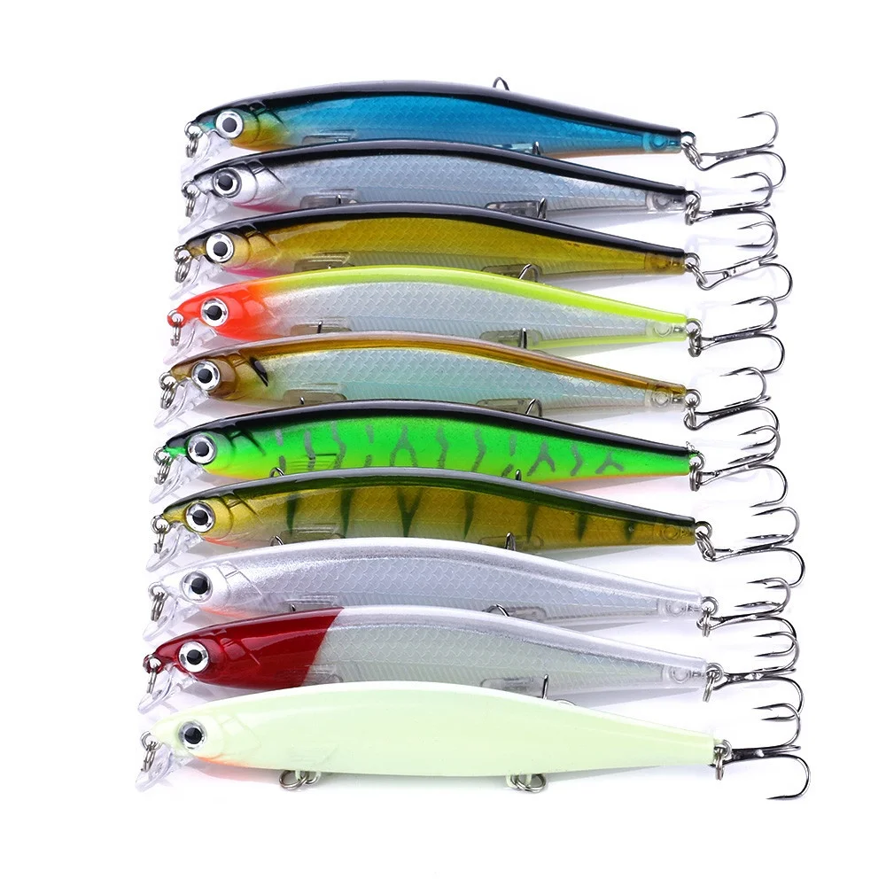 

Fishing Tackle Lure 3D Eyes 11cm 13g Hard Bait Fishing Lure Minnow with 3 Fishing Hooks, 10 colour available/unpainted/customized
