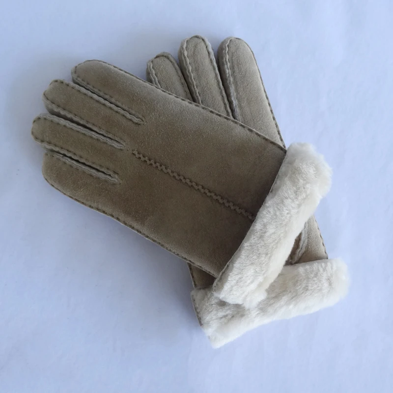 High Quality Warm Double Face Australia Sheepskin Shearling Gloves 