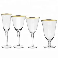 

Gold rimmed wedding decorated glassware set / goblet wine glass