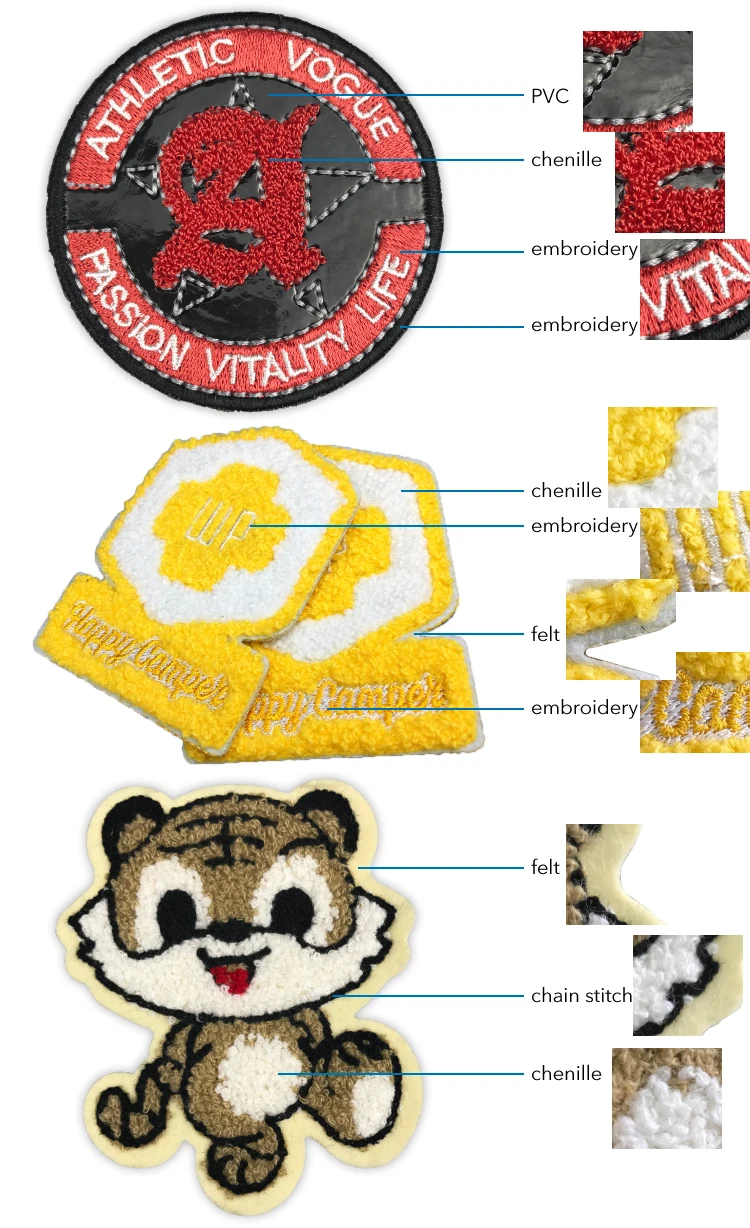 High Quality Cartoon Chenille Badge Custom Embroidery Patch