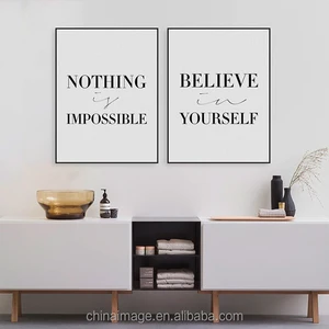 Image of Black Minimalist Motivational Typography Believe Quotes Art Print Poster Wall Picture Painting Living Room Decor