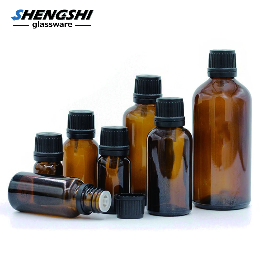 5ml-100ml Euro Dropper Amber Glass Bottle with Tamper Evident Cap and Orifice Reducer for Essential Oil