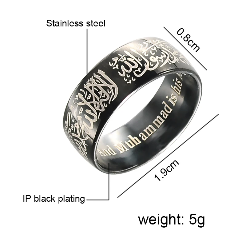Fashion Jewelry Titanium Steel Islam Religion Muslim Ring Gold Buy
