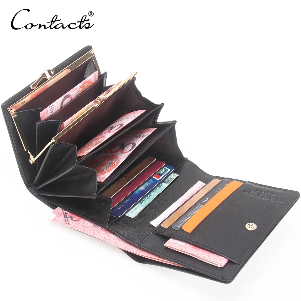 

Dropship Contact's european american vintage style enough pockets genuine leather fashionable women wallet, Gold silver or customized
