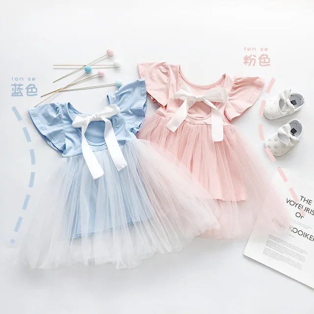 

Lace Little Princess Dresses Summer Solid Sleeveless Tulle Tutu Dresses For Girls Clothes Party Pageant Dresses, Pink,sky blue