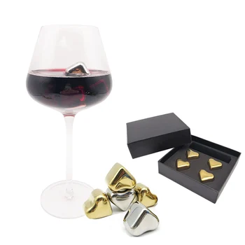 heart ice stainless steel reusable gold shaped whisky larger cube cubes
