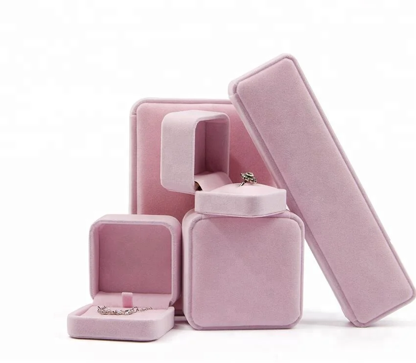 Wholesale Custom Handmade Pink Velvet Jewelry Box For Wedding And