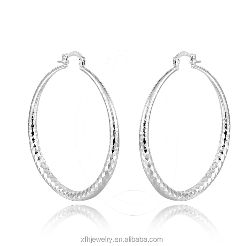 

Fashionable Jewelry, 925 Sterling Silver Big Hoop Earrings, White