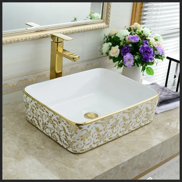 new design wash basin gold edge basin designed basin