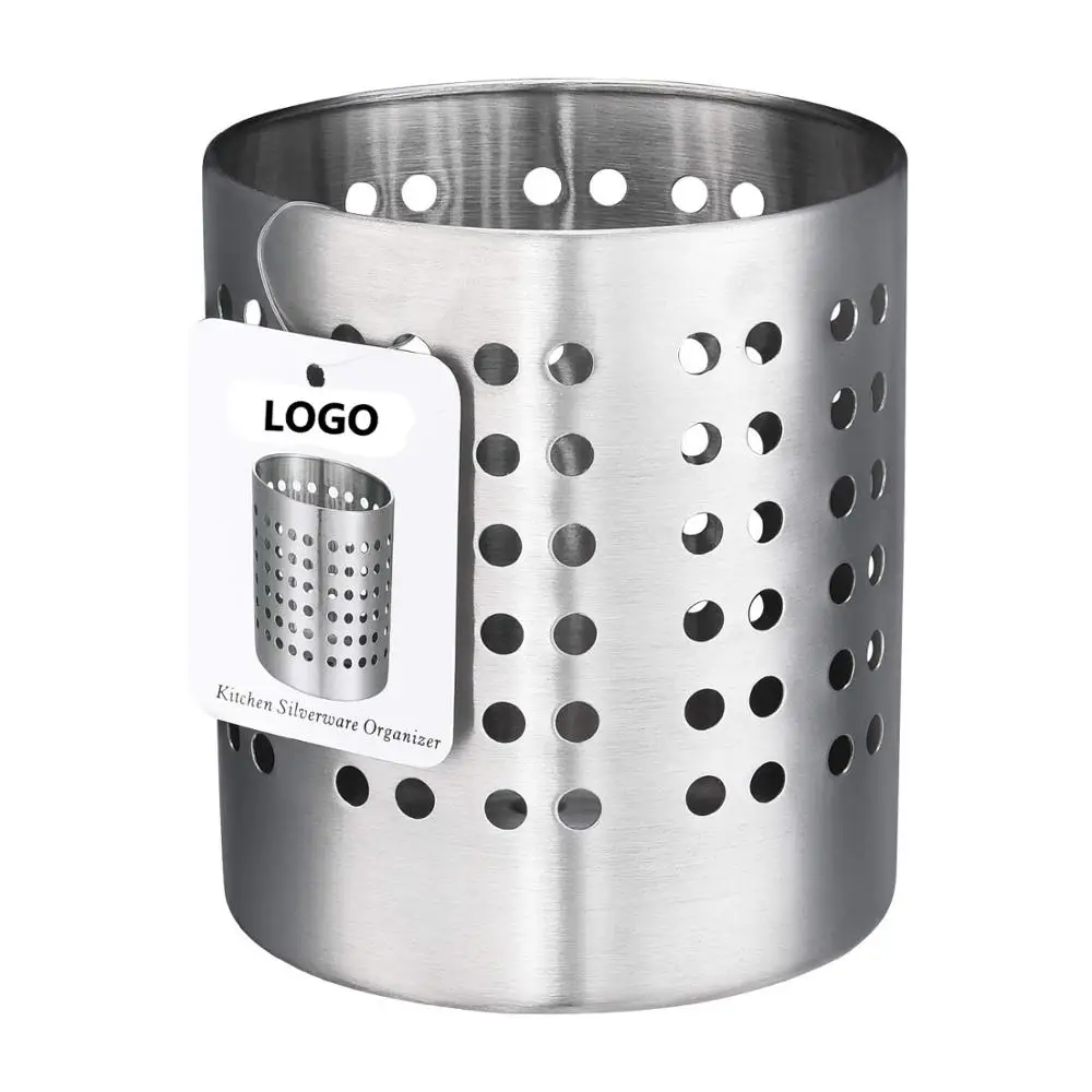 

amazon hot sell middle size stainless steel kitchen utensil holder, Silver