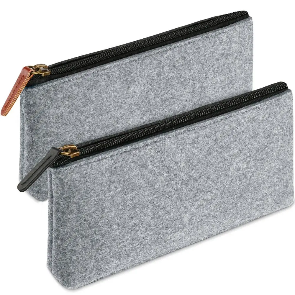 
2 Pack Felt Pencil Case Pouch Bag Pen Case Students Stationery Pouch Zipper bag 