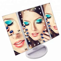 

Led Lighted Vanity Mirror Make Up Tri-Fold with 24Pcs Lights 180 Degree Free Rotation Removable 10X magnifying