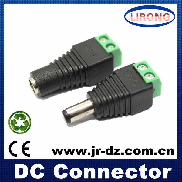 Female 12V 2.1mm DC Power Cable Connector Screw CCTV LED Terminal Plug Male