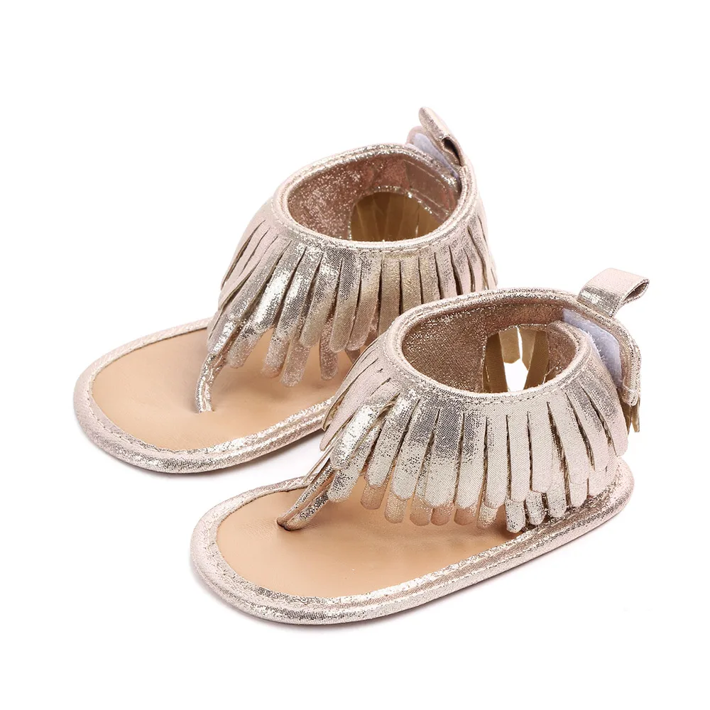 

New tassel design beautiful soft sole summer baby girl sandals shoes, Pink/golden