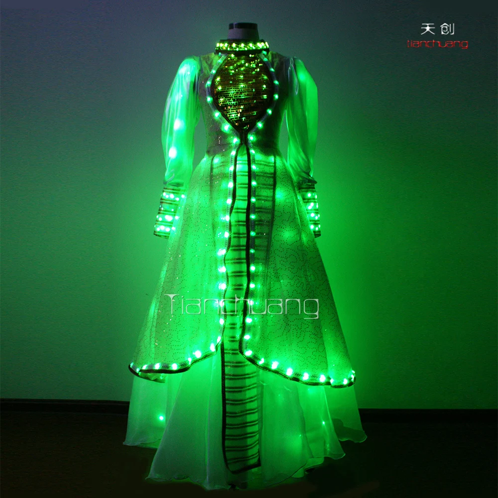 
2015 dancing dresses ballroom, luminous costume for stage, light up suit 