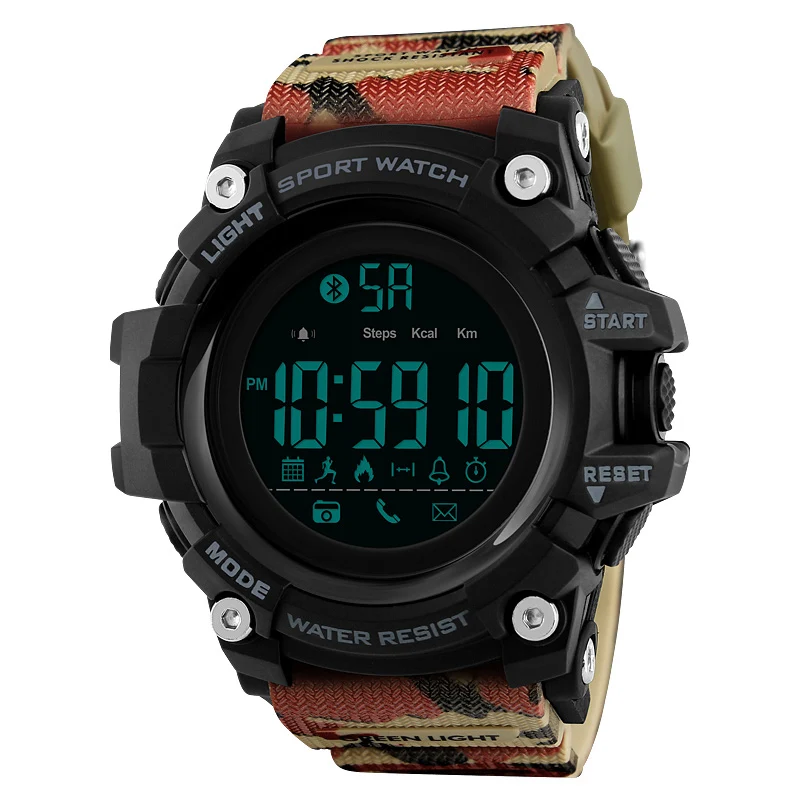 

New! SKMEI 1385 Waterproof Sport Smart Fitness Healthy Watch Android, Red;camo;green;khaki;black;blue/customized