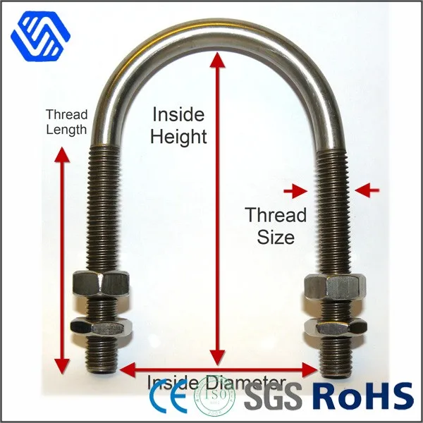 Standard Size Bolts High Strength Stainless Steel U Bolt With Standard