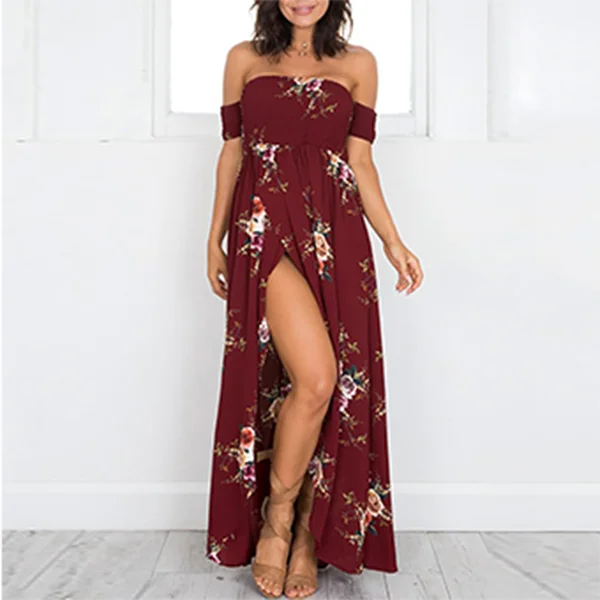 

Open fork maxi boho beach dress women clothing, Custom