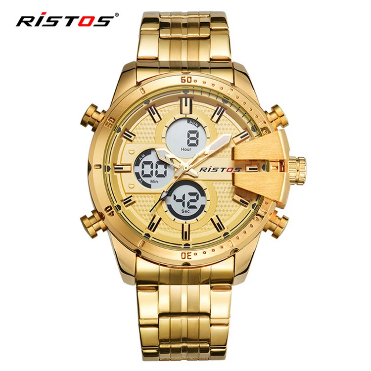 

RISTOS 9345 popular Man Fashion Wrist watch Relojes Masculino Top Chronograph Multifunction Men Sports Full Steel watches