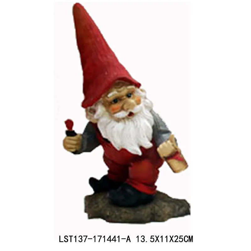 Outdoor Hand Painted Decorations Cute Resin Christmas Elf For Sale