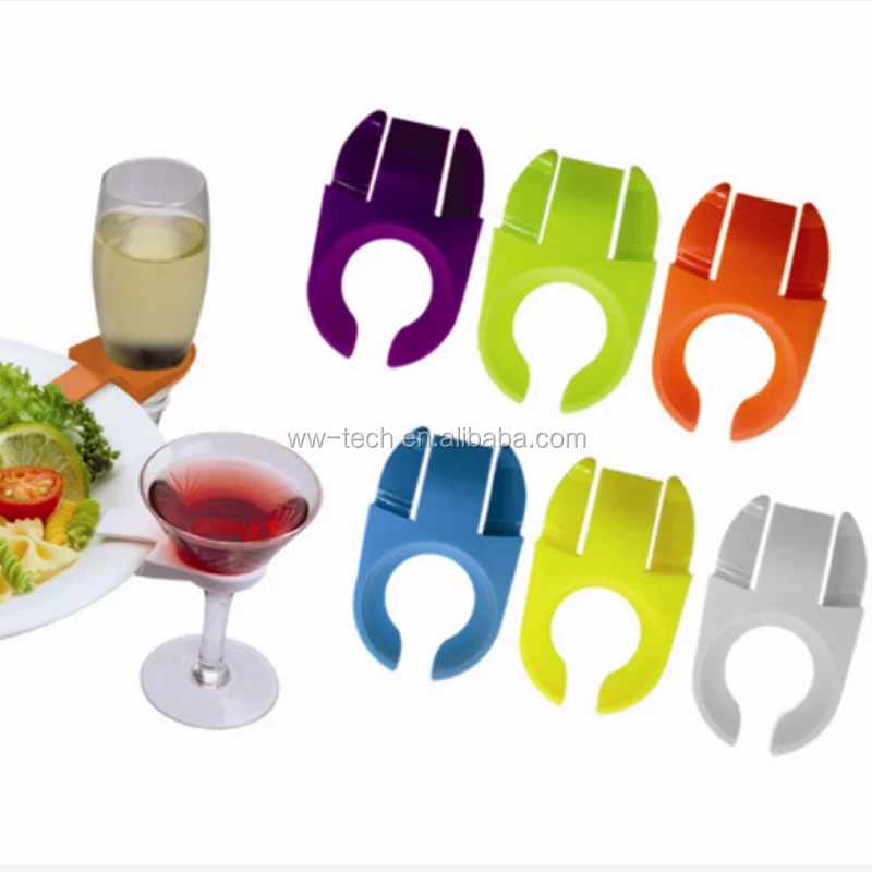 

Plastic Vino Wine Glass Holder Plate Clip, Customised colors available