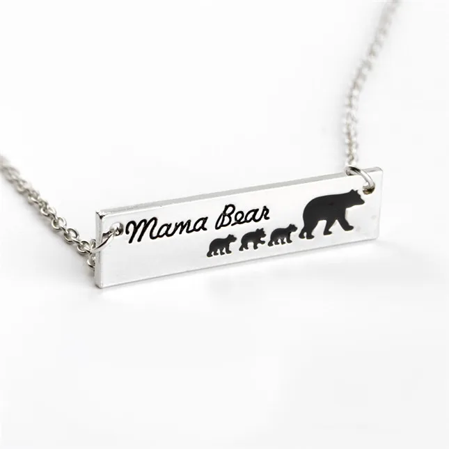 

2019 Best Mother's Day Gift Mama Bear Mom's Pendant Necklace, Silver