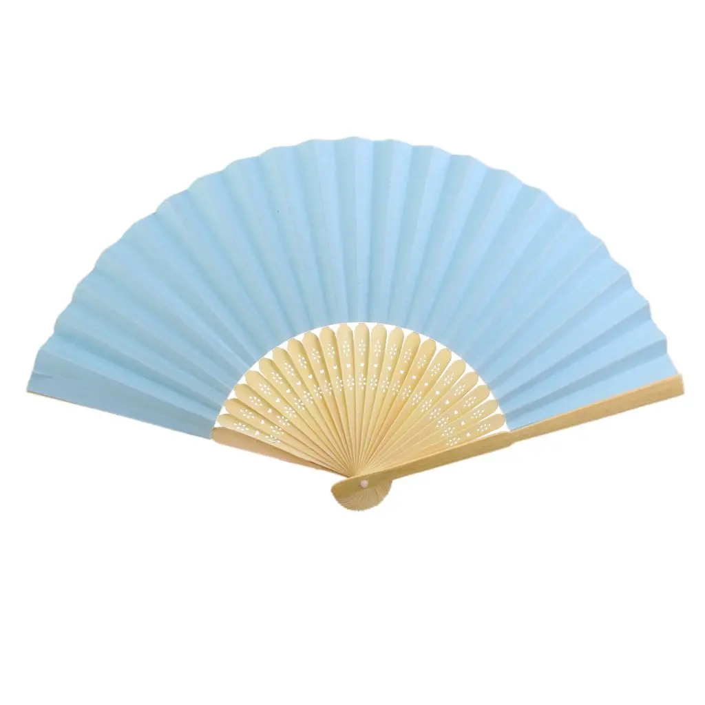 Wedding DIY Craft Fancy Dance Party Paper Hand Fan Folding Fan Cosplay Costome Accs Blue