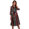 C3040 explosion models 2018 autumn color striped print dress loose casual fashion lady dresses