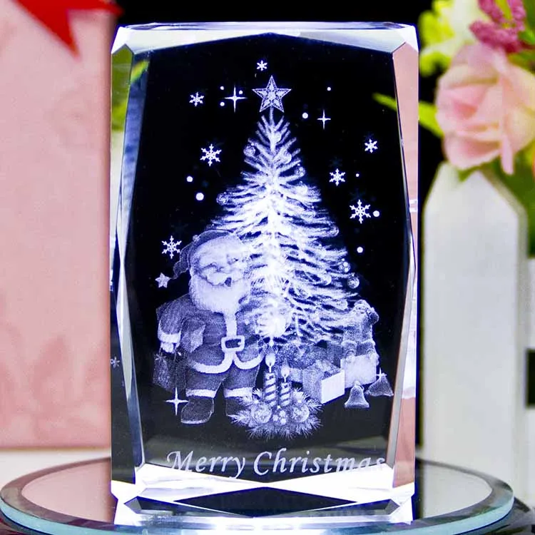 product christmas tree 3d crystal cube craft decoration with led light base-28