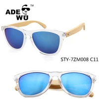 

ADE WU custom logo vintage wooden leg smokey frost sunglasses 2017