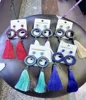 XY-CM1242 Micro - studded ring with long tassel earrings/Lovely Circular Ring Long Tassel Earrings