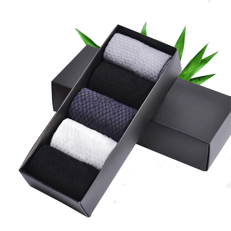 

Wholesale mens sock 5 pairs bamboo socks in a gift box, Black;blue-gray;navy;deep gray;light gray