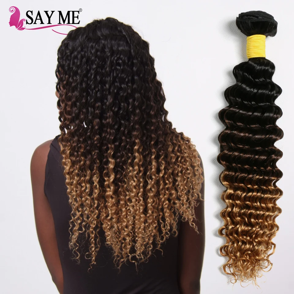 

SAY ME Alibaba 7A Grade India Hair Deep Wave Ombre 1B/4/30 Three Tone Blonde 100% Human Hair Extensions