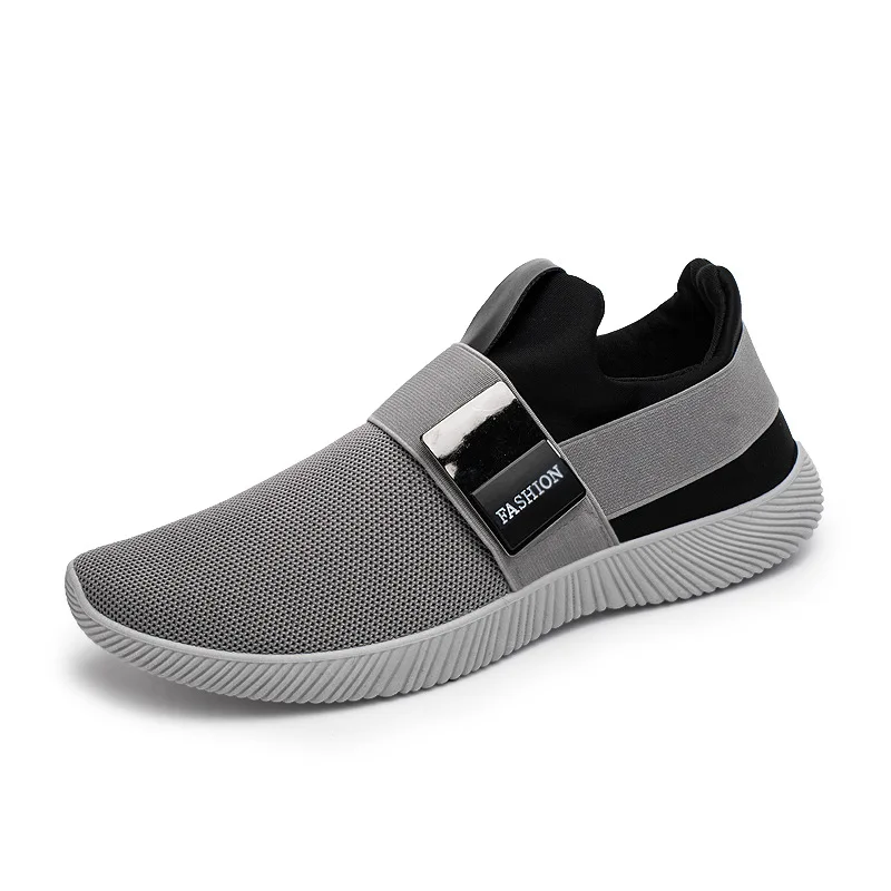 

New Arrival Men's Fashion Breathable Slip On Sports Runner Casual Canvas Shoes, Black, gray, blue