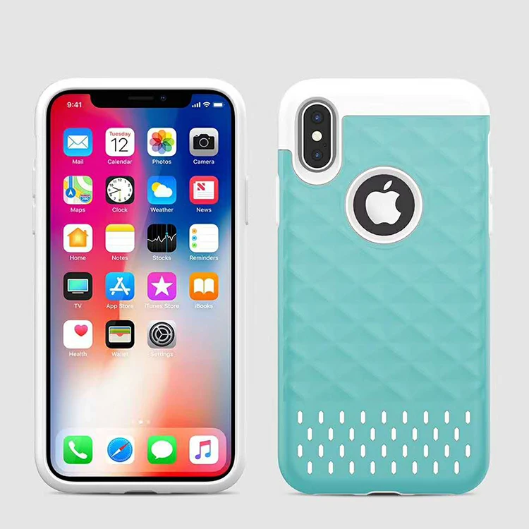 

Candy Colors Shockproof Hybrid Rugged Impacat Lambskin Armor Case For iPhone XS Max Cover 2 in 1