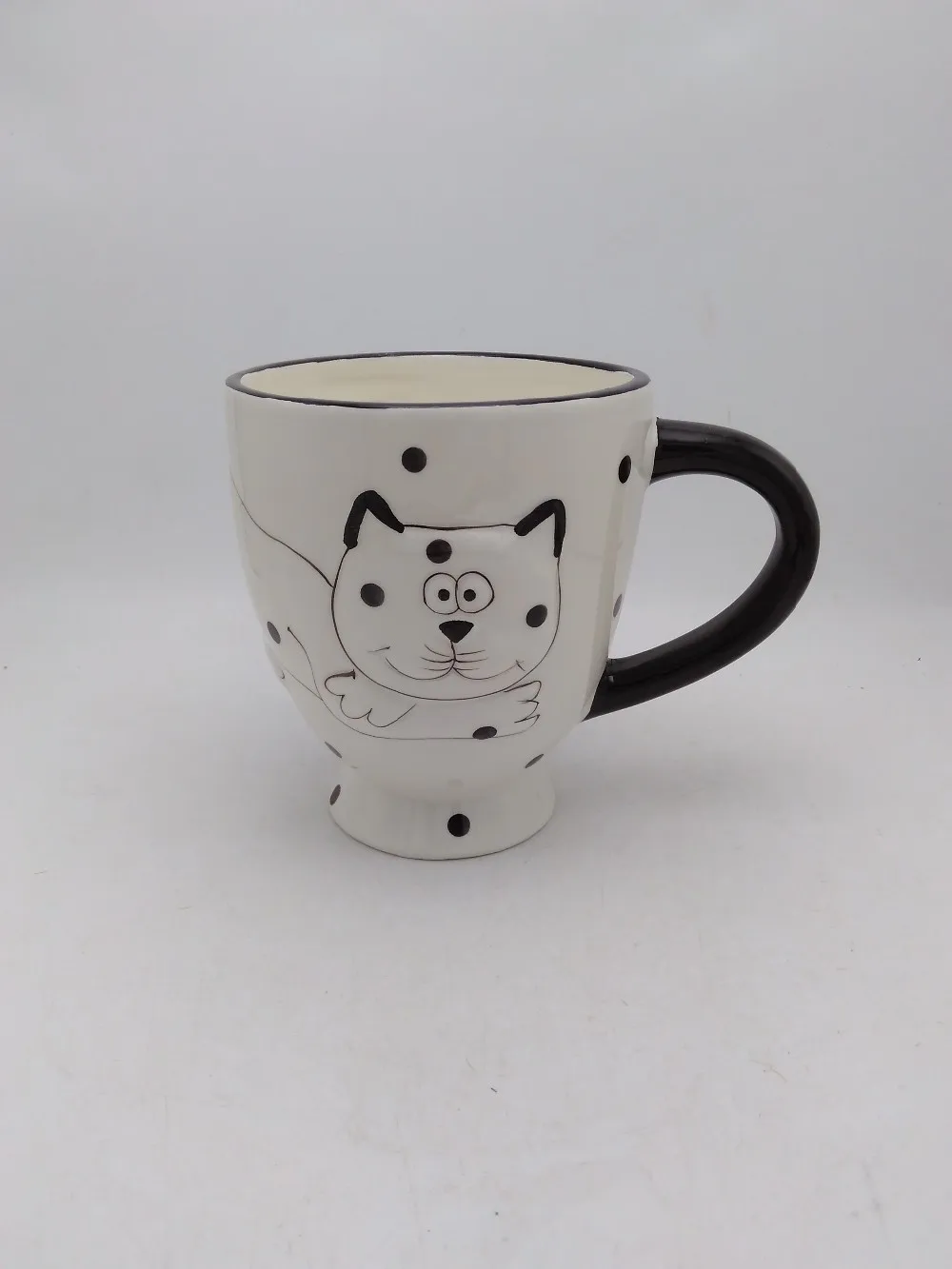 White Embossed Cat Coffee Mug Ceramic Cat Mug Hand Made Kids Gift Mug ...