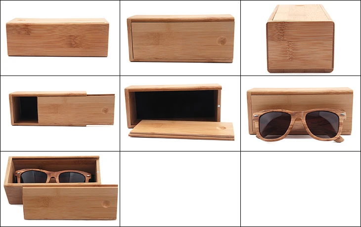 FP-BC034 Bamboo Wooden Sunglasses Case Box with Drawer Cover Lid