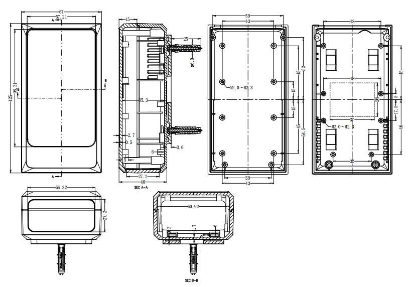Wall Mounting Plastic Cable Connecting Box 125*67*40 mm Junction Enclosure