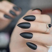 

Black Matte Artificial Nail Art Tips Long Sharp Stiletto False Nails Full Cover Easy DIY Frosted Nail Art Manicure Tools 24Pcs