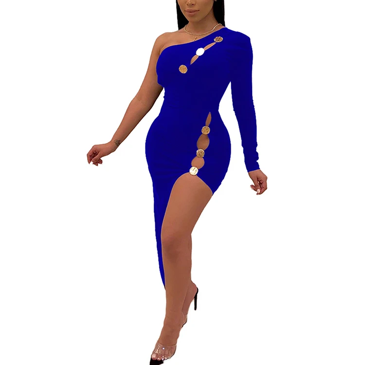 High Quality Irregular Shoulder Sexy Women Bodycon Dress Party Super Fashion