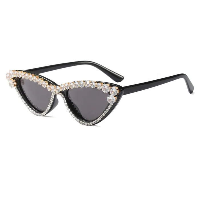 

american fashion trendy favorable small frame women rhinestone pearl sunglasses sun glasses