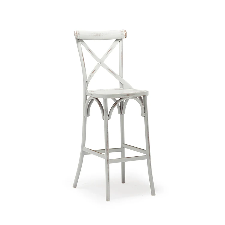 Modern Style Outdoor Furniture Cross Back Curved Aluminum High Bar Chair