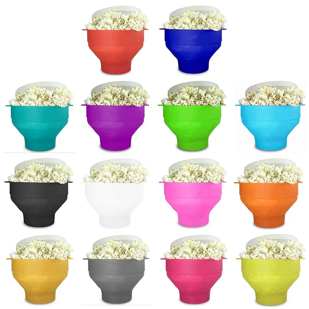 Microwave Popcorn Popper With Lid,Silicone Popcorn Maker,Collapsible