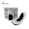 Women's Sequined Roll Up Ballerinas Leather Ballet Flats With Pouch for Party Wedding