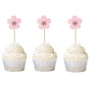 Hot Sale Glitter Cherry Blossoms Cupcake Toppers Flower Cupcake Toppers