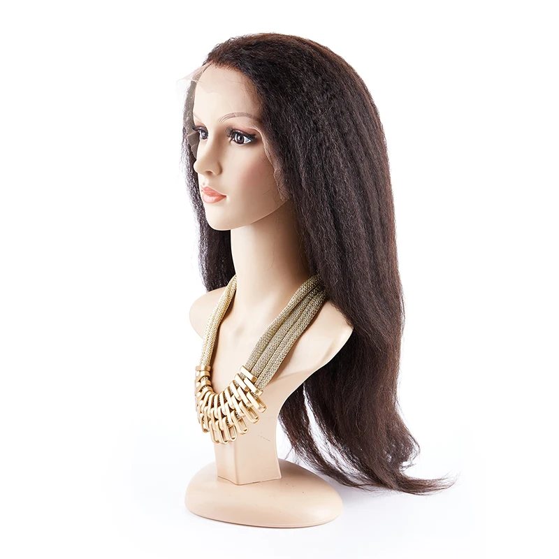 guangzhou suppliers yaki straight cuticle aligned human hair glueless wigs with bangs