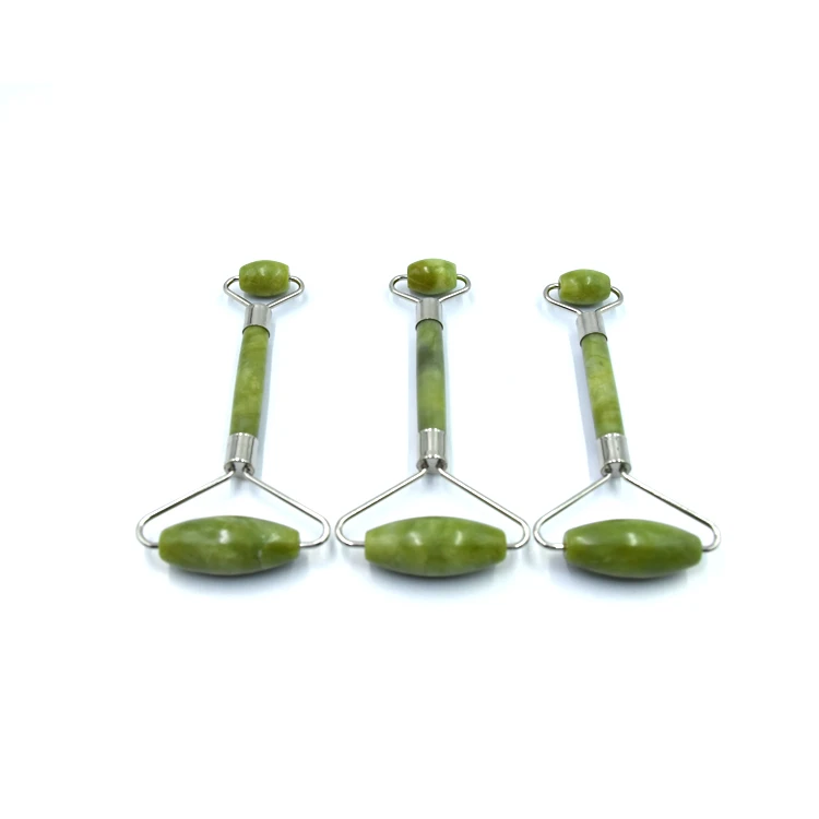 

OEM packaging anti aging natural double jade rollers for face massage, Green/rose/black