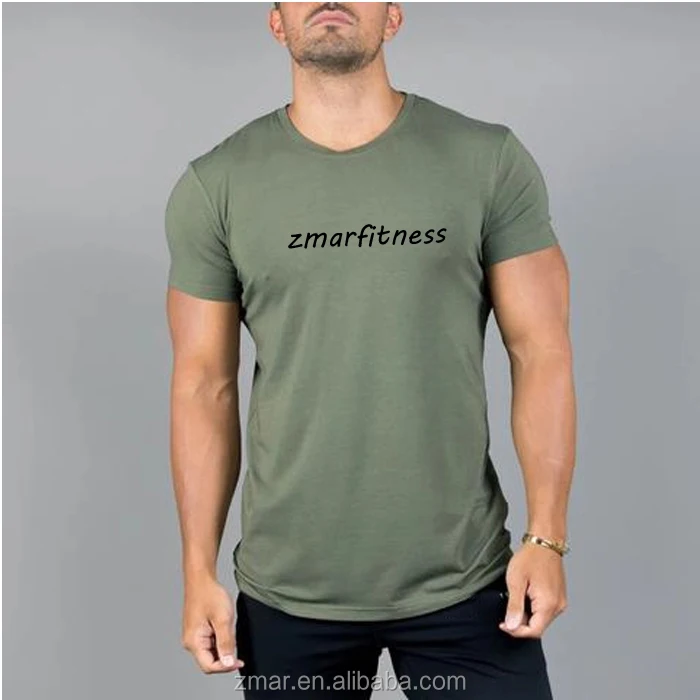 Wholesale Plain Fitted T Shirt Short Sleeve Muscle Fitness T Shirt Men